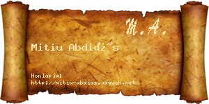 Mitiu Abdiás névjegykártya
